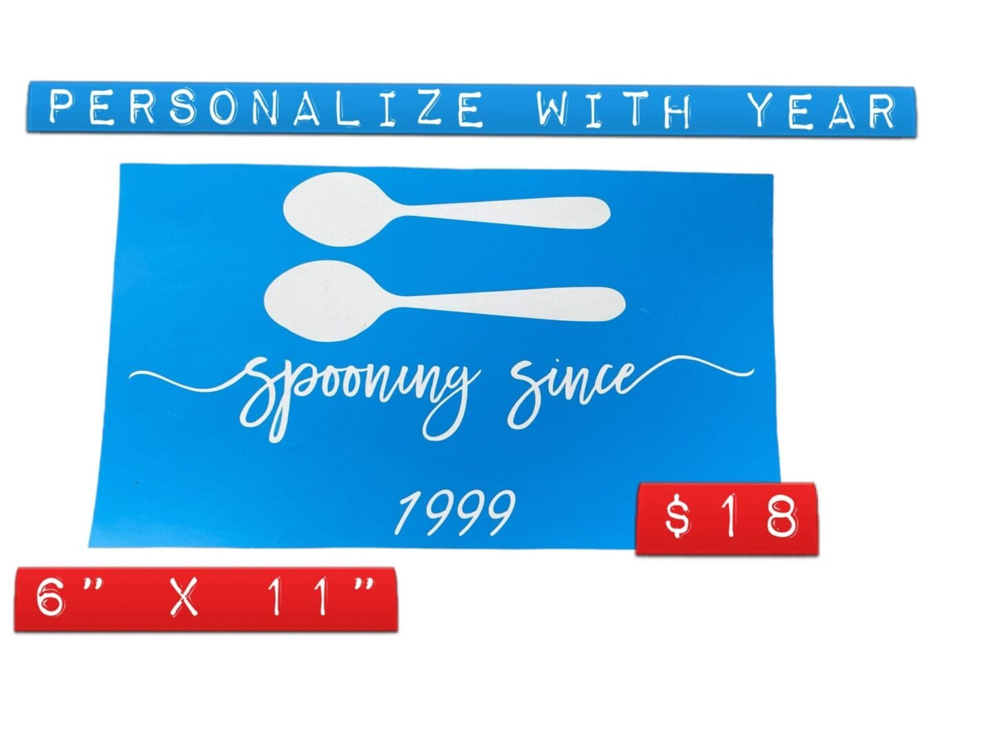 A blue sign with white lettering and spoons.