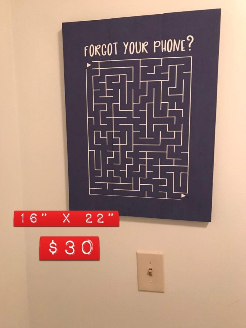 A poster with a maze on it and price tags